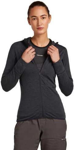 سترة بغطاء رأس بسحاب بأكمام طويلة من Icebreaker Merino 200 Realfleece Descender in Kuwait