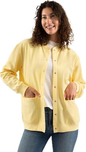 RR & ED ESSENTIALS Womens Fleece Snap Front Cardigan, Soft Lightweight Sweatshirt for Women, Baseball Jacket with Pockets in Saudi Arabia