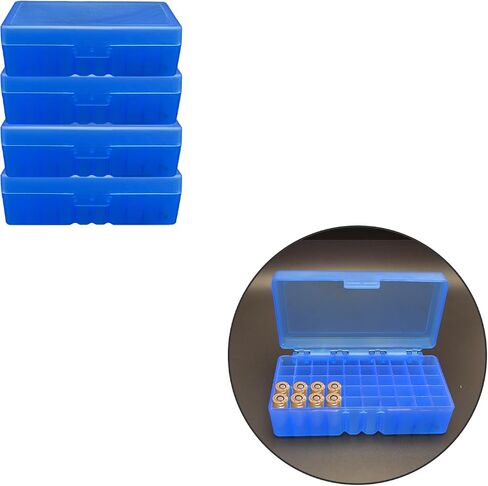 4-Pack Ammo Box 50 Round Flip-Top,Fits 9MM Luger & .38Super,Compatible 50-round Ammo Checker, Polypropylene in Saudi Arabia