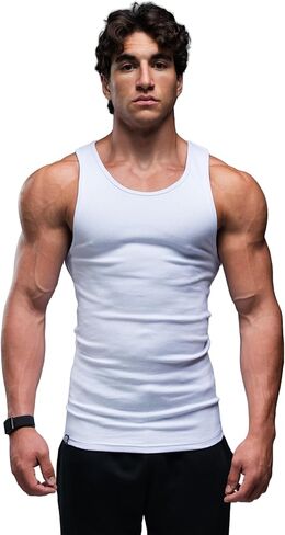Ekkovision Lifestyle Beaters, Men's Tank Tops, Cotton Spandex Tanks for Men, Regular Fit, Ribbed Fabric in Saudi Arabia