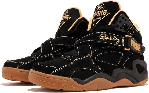 Ewing Patrick Athletics Rogue Sneakers - Men's High-Top, Black Gold Gum, Comfortable Leather Basketball Shoes in Kuwait