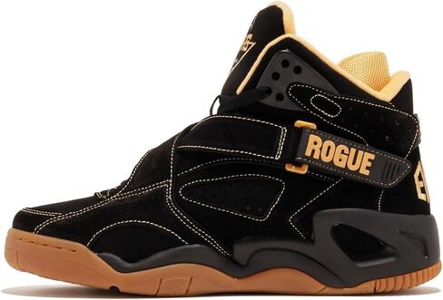 Ewing Patrick Athletics Rogue Sneakers - Men's High-Top, Black Gold Gum, Comfortable Leather Basketball Shoes in Kuwait