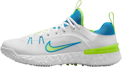 حذاء لاكروس Huarache 9 Elite TF LAX SE من Nike (FV6148-100، أبيض/أبيض/فولت/أزرق زاهي) in Kuwait