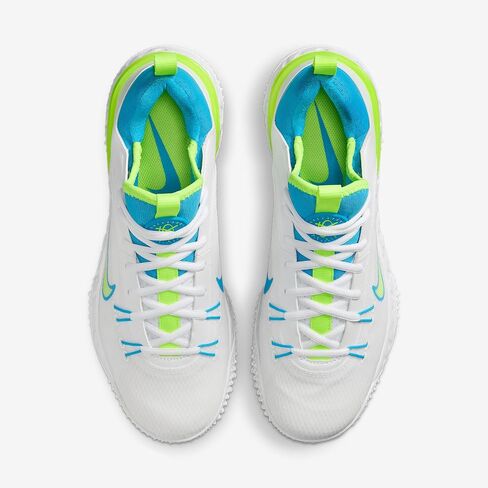حذاء لاكروس Huarache 9 Elite TF LAX SE من Nike (FV6148-100، أبيض/أبيض/فولت/أزرق زاهي) in Kuwait