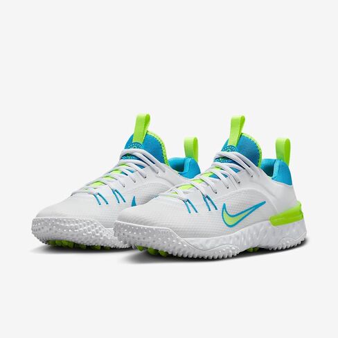 حذاء لاكروس Huarache 9 Elite TF LAX SE من Nike (FV6148-100، أبيض/أبيض/فولت/أزرق زاهي) in Kuwait