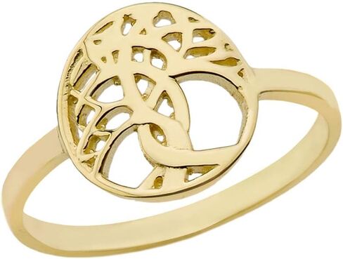 Women's Tree of Life Beautiful Ring Solid 10k Yellow Gold Band in Kuwait