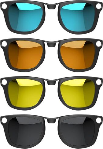 4Pcs Polarized Clip for Ray-Ban Meta Wayfarer & Gen 2 (RW4006/RW4012, M,50-22), Discoloration Clip for Meta Wayfarer Gen 2 UV Protection, Smart Glasses Polarized Lens Set, Blue+Lime Green+Purple+Black in Kuwait