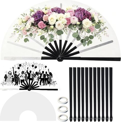 YumSur 20 Sets Sublimation Folding Clap Fan Blanks White Polyester Sublimation Fan Bulk DIY Heat Transfer Printing Fans for Line Dancing, Wedding, Graduation, Party in Saudi Arabia