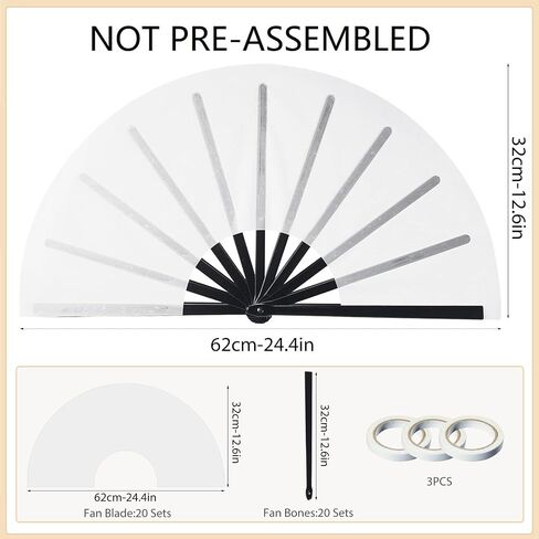 YumSur 20 Sets Sublimation Folding Clap Fan Blanks White Polyester Sublimation Fan Bulk DIY Heat Transfer Printing Fans for Line Dancing, Wedding, Graduation, Party in Saudi Arabia