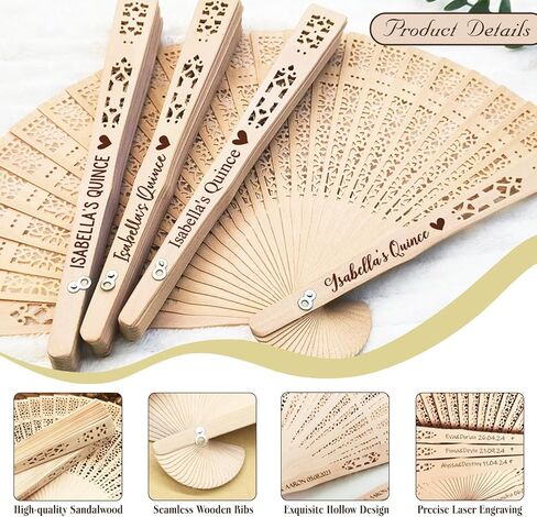 50Pcs Handheld Foldable Wedding Wooden Fans Personalized Custom Sandalwood Fans with Tassels and Organza Bags Wedding Favors for Guests Baby Shower Birthday Party Gift Bulk (50) in Saudi Arabia