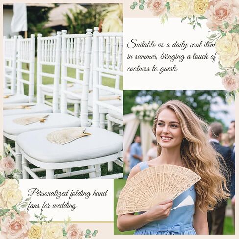 50Pcs Handheld Foldable Wedding Wooden Fans Personalized Custom Sandalwood Fans with Tassels and Organza Bags Wedding Favors for Guests Baby Shower Birthday Party Gift Bulk (50) in Saudi Arabia