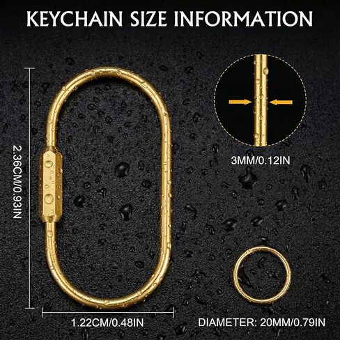 Tiezzi Gold Brass Key Rings, 10 Pack Keychain with 10 Flat Rings Carabiner Clip, Screw Lock Keys Organizer, Purse Bag Charms in Kuwait