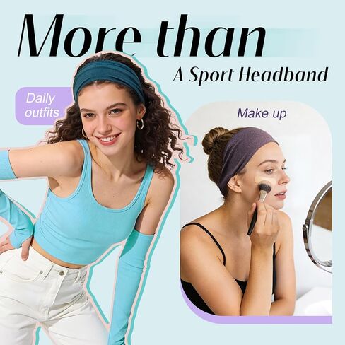 Dreamlover Sweat Headbands for Women, Non Slip Workout Headbands, Soft Stretchy Sports Headbands for Running, Yoga, Outdoor Work, 6 Pieces in Saudi Arabia