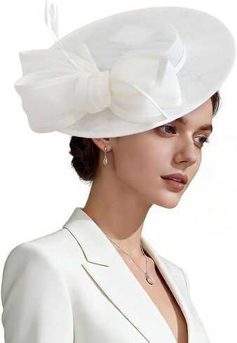 Kgromfy Fascinator Hat for Women Tea Party Hat Flat Top Church Hat Vintage Wedding Headband Fancy Lady Headwear for Derby in Saudi Arabia