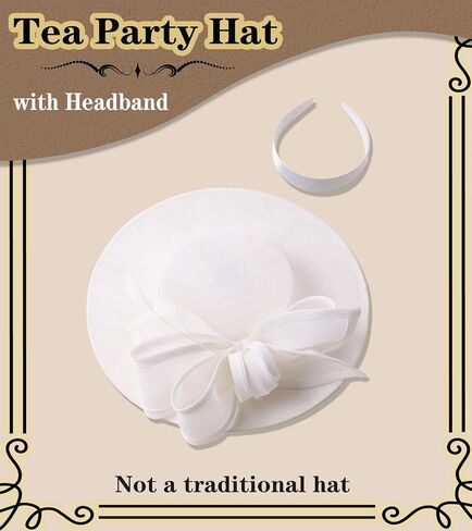 Kgromfy Fascinator Hat for Women Tea Party Hat Flat Top Church Hat Vintage Wedding Headband Fancy Lady Headwear for Derby in Saudi Arabia