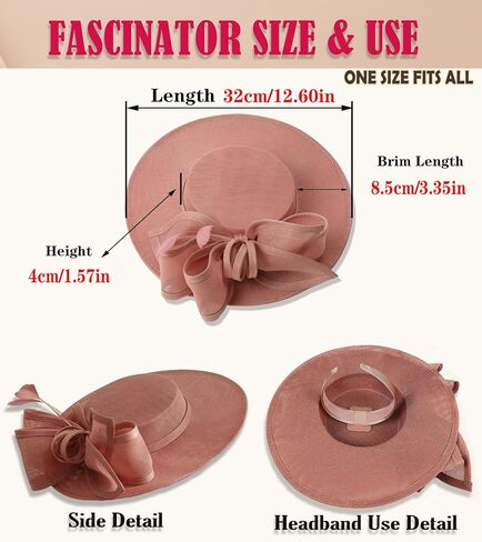 Kgromfy Fascinator Hat for Women Tea Party Hat Flat Top Church Hat Vintage Wedding Headband Fancy Lady Headwear for Derby in Saudi Arabia