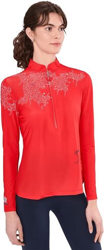 Jamie Sadock Womens Sunsense Mesh Mock Neck 1/4 Zip Long Sleeve Top in Kuwait