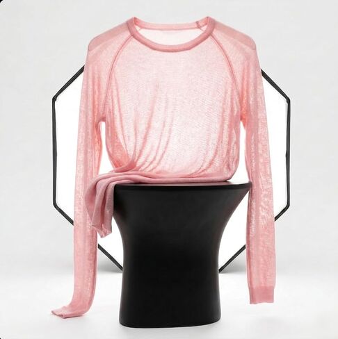 NPIA Certified 100% Pure Cashmere Crewneck Women's | Ultra-Fine Gossamer Summer Sweater | Sheer Long Sleeve Layering Top in Saudi Arabia