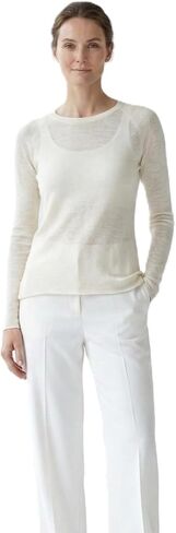 NPIA Certified 100% Pure Cashmere Crewneck Women's | Ultra-Fine Gossamer Summer Sweater | Sheer Long Sleeve Layering Top in Saudi Arabia