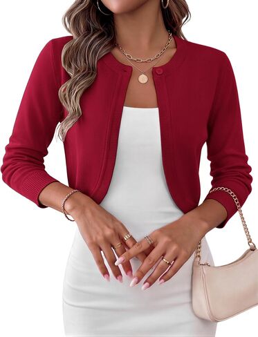 Zeagoo Cropped Cardigan Sweaters for Women Long Sleeve Knit Open Front Bolero Shrug for Dresses in Kuwait