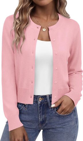 Zeagoo Women's Cropped Cardigan Sweaters 2026 Button Down Long Sleeve Knit Bolero Shrugs for Dresses in Kuwait