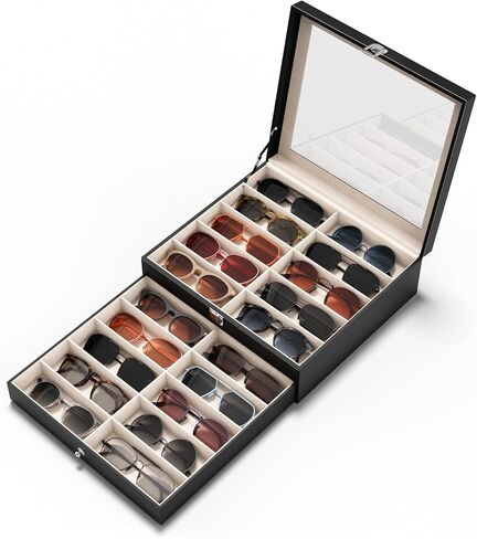NEWLOOP 20 Slots Sunglass Organizer for Women Men Sunglasses Storage Box for Multiple Pairs of Eyeglass Holder Display Case in Saudi Arabia