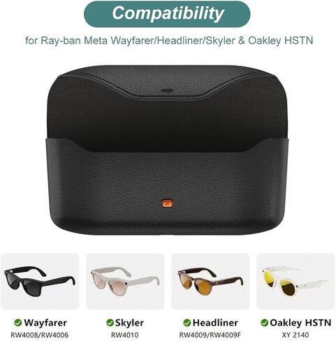 حقيبة شحن لـ Ray-Ban Meta Wayfarer/Skyler/Headliner (الجيل 2 والجيل 1)، Oakley Meta HSTN - حقيبة شاحن محمولة بقدرة 3000 مللي أمبير في الساعة لنظارات RayBan Smart AI in Kuwait