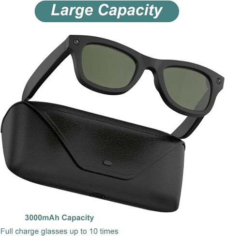 حقيبة شحن لـ Ray-Ban Meta Wayfarer/Skyler/Headliner (الجيل 2 والجيل 1)، Oakley Meta HSTN - حقيبة شاحن محمولة بقدرة 3000 مللي أمبير في الساعة لنظارات RayBan Smart AI in Kuwait