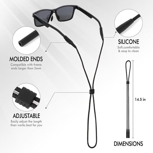 BANSTLE Glasses Strap - 3 Pcs Adjustable Eyewear String Lanyard Retainer - Eyeglasses Holder Strap for Men, Women and Kids in Kuwait