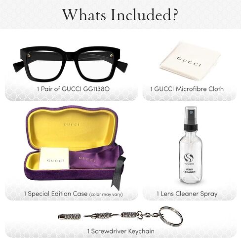 Gucci GG1138O Designer Fashion Eyeglasses Stylish Square Frame Eyewear with Luxury eSHADES Kit - Embrace Sophistication and Elegance in Kuwait