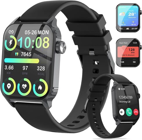 TRAUSI Smart Watch for Men, 120 Sports Modes Smartwatch with 1.83" HD, Alexa Built-in, Heart Rate/Sleep Monitor, IP67 Waterproof, Bluetooth Call & Music Control Fitness Watch for iPhone/Android Black in Saudi Arabia