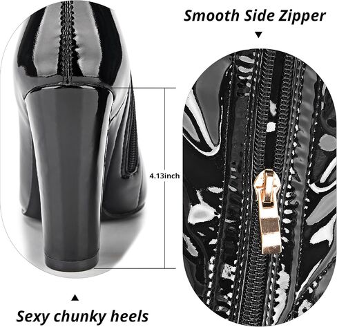 Women Thigh High Boots Chunky Heel Over The Knee Boots Patent Leather PU Stretchy Tall Boots Sexy Pointed Toe Fashion GOGO Boots Prom Party Knee High Boots in Saudi Arabia