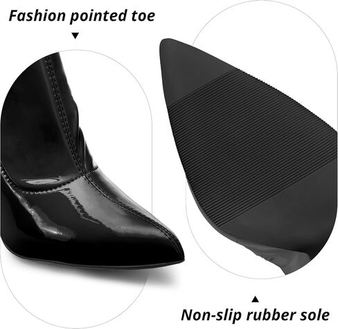 Women Thigh High Boots Chunky Heel Over The Knee Boots Patent Leather PU Stretchy Tall Boots Sexy Pointed Toe Fashion GOGO Boots Prom Party Knee High Boots in Saudi Arabia