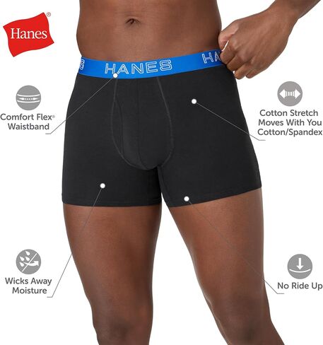 Hanes Men's Boxer Brief Underwear Pack, Stretch Cotton Boxer Briefs for Men, Moisture-wicking, 6-pack in Kuwait