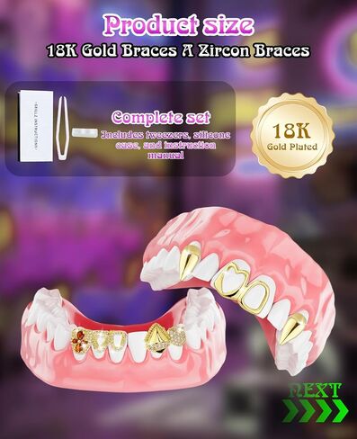 9PCS Gold Grills for Teeth, Grillz Jewelry Tooth Cap for Women & Men in Saudi Arabia