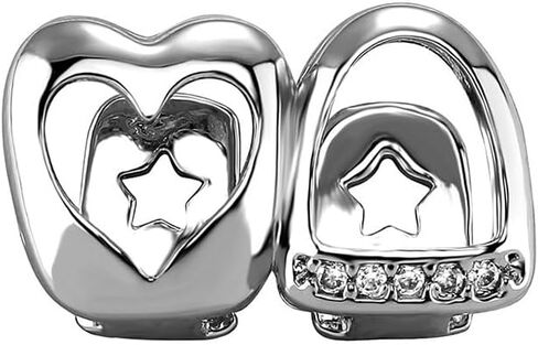 Teeth Grills for Women Grillz Teeth Men Tooth Gems Cap Hollow Heart Mouth Grills Tooth Jewelry for Hip Hop Single Grillz with Molding Bar Rapper Outfits Costume Accessory Halloween Party in Saudi Arabia