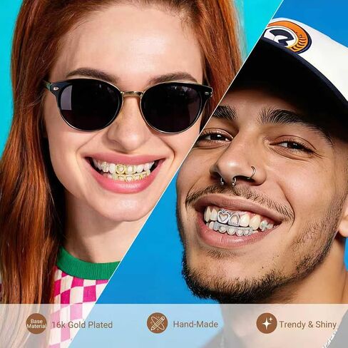 Grillz for Women Men, Hip Hop Grills for your teeth, Adjustable Tooth Covers, Dental Jewelry for Party Concert in Saudi Arabia