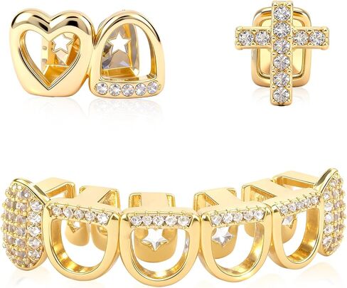 Grillz for women, Grillz Teeth Men, Hip Hop Jewelry, Reusable & Comfortable for Halloween, Parties, Concerts & Cosplay in Saudi Arabia