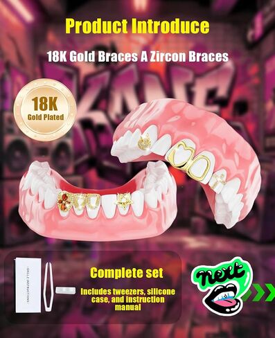 6PCS 14K Gold Grills for Your Teeth, Tooth Grillzs Jewelry Caps for Women & Men in Saudi Arabia