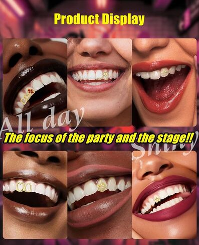 6PCS 14K Gold Grills for Your Teeth, Tooth Grillzs Jewelry Caps for Women & Men in Saudi Arabia