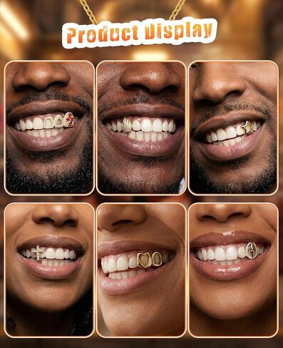 6PCS 14K Gold Grills for Your Teeth, Tooth Grillzs Jewelry Caps for Women & Men in Saudi Arabia