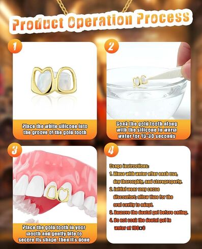 6PCS 14K Gold Grills for Your Teeth, Tooth Grillzs Jewelry Caps for Women & Men in Saudi Arabia