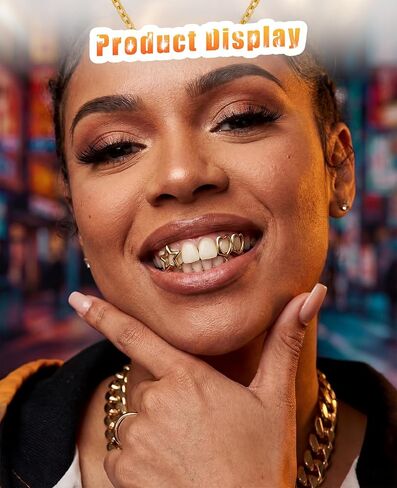 6PCS 14K Gold Grills for Your Teeth, Tooth Grillzs Jewelry Caps for Women & Men in Saudi Arabia