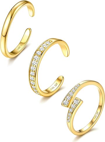 Kakonia 14K Gold Filled Toe Rings for Women Non Tarnish,Adjustable Open Band Toe Rings Trendy Set Dainty Flower CZ Waterproof Summer Beach Foot Jewelry for Women Vacation Gifts in Saudi Arabia