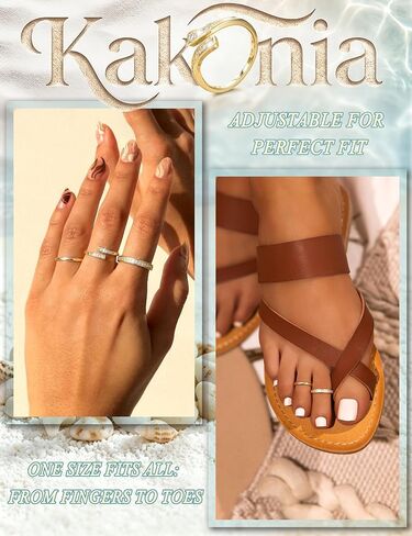 Kakonia 14K Gold Filled Toe Rings for Women Non Tarnish,Adjustable Open Band Toe Rings Trendy Set Dainty Flower CZ Waterproof Summer Beach Foot Jewelry for Women Vacation Gifts in Saudi Arabia