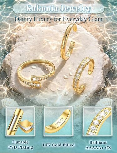 Kakonia 14K Gold Filled Toe Rings for Women Non Tarnish,Adjustable Open Band Toe Rings Trendy Set Dainty Flower CZ Waterproof Summer Beach Foot Jewelry for Women Vacation Gifts in Saudi Arabia