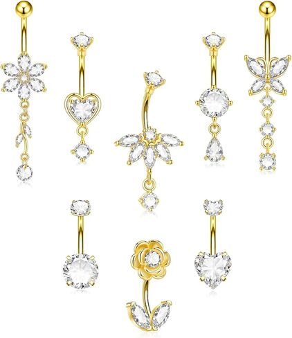 Dangle Belly Button Rings Piercing for Women Surgical Stainless Steel Navel Piercing Jewelry in Saudi Arabia