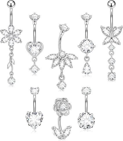 Dangle Belly Button Rings Piercing for Women Surgical Stainless Steel Navel Piercing Jewelry in Saudi Arabia