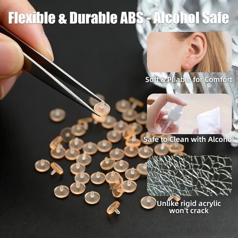 Invisible Piercing Retainers - 20 pcs 16g (1.2mm) Internally Threaded Clear Stud Tops for Nose Studs, Lip Rings, Cartilage - Screw-On Replacement Ends for Work, School, Family - Keep Your Existing Metal Post, Swap in Under 1 Minute in Kuwait