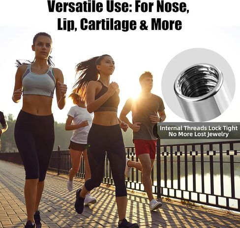 Invisible Piercing Retainers - 20 pcs 16g (1.2mm) Internally Threaded Clear Stud Tops for Nose Studs, Lip Rings, Cartilage - Screw-On Replacement Ends for Work, School, Family - Keep Your Existing Metal Post, Swap in Under 1 Minute in Kuwait